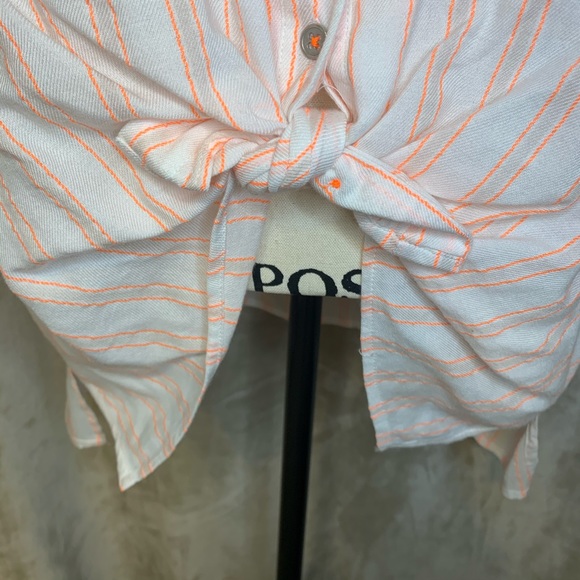 White Striped Button DownTunicTop 3/4 Sleeve Plus Size VINTAGE AMERICA 1X - Picture 6 of 16